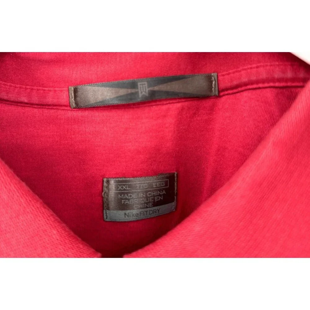 Nike Polo Shirt Mens XXL Golf Tiger Woods‎ Collection Striped Red